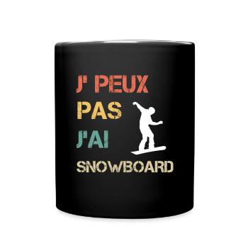 Je peux pas j'ai snowboard vintage drôle - Mug uni - noir - Devant