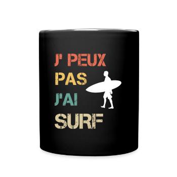 Je peux pas j'ai surf vintage drôle - Mug uni - noir - Devant