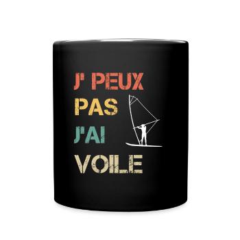 Je peux pas j'ai voile vintage drôle - Mug uni - noir - Devant
