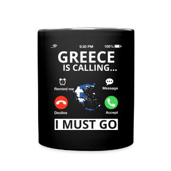 Griechenland Flagge Hellas Athen Griechische Fahne - Tasse einfarbig - Schwarz - Vorne