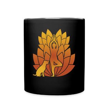 Chien de Yoga Fleur de Lotus - Mug uni - noir - Devant