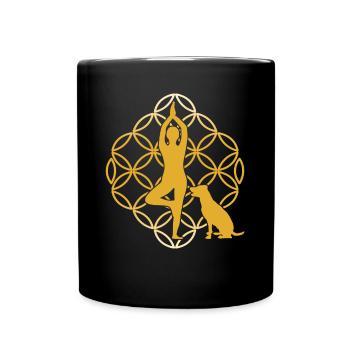 Yoga with dog Meditation Yoga exercise - Full Colour Mug - black - Front