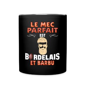 Homme De Bordeau Barbu Et Fan De Rugby - Mug uni - noir - Devant