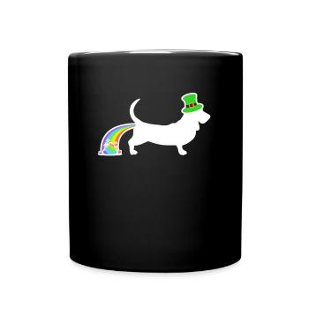 St. Patricks-Hund - Basset Hound - Tasse einfarbig - Schwarz - Vorne