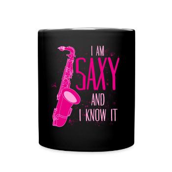 Saxophone Joke Saxy Jazz Saxophone - Full Colour Mug - black - Front
