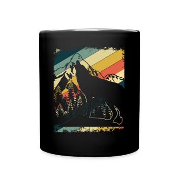 Wolf Wandern Berge Retro Wölfe Natur - Tasse einfarbig - Schwarz - Vorne