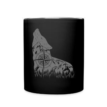 Wolf Wandern Berge Wald Wölfe Natur - Tasse einfarbig - Schwarz - Vorne