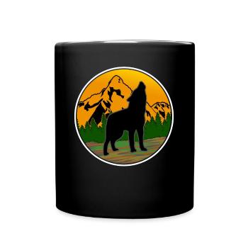Wolf Wald Natur Outdoor Tierschutz Wölfe - Tasse einfarbig - Schwarz - Vorne