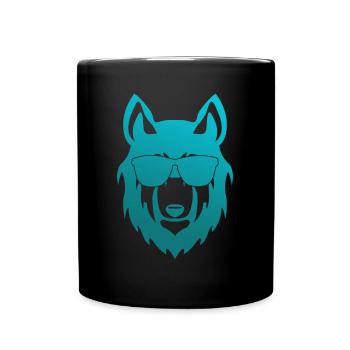 Loup avec des lunettes de soleil - Mug uni - noir - Devant