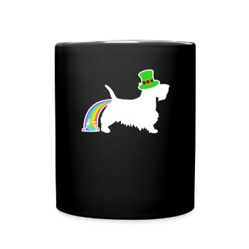 St. Patrick's Dog - Scottish Terrier - Full Colour Mug - black - Front