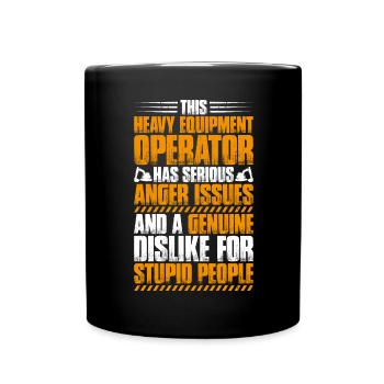 Baggerfahrer Baggerführer Heavy Equipment Operator - Tasse einfarbig - Schwarz - Vorne