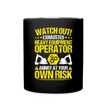 Baggerfahrer Baggerführer Heavy Equipment Operator - Tasse einfarbig - Schwarz - Vorne