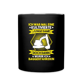 Baggerfahrer Baggerführer Heavy Equipment Operator - Tasse einfarbig - Schwarz - Vorne