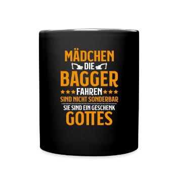 Baggerfahrer Baggerführer Heavy Equipment Operator - Tasse einfarbig - Schwarz - Vorne