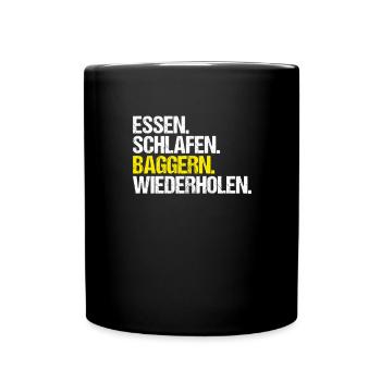 Baggerfahrer Baggerführer Heavy Equipment Operator - Tasse einfarbig - Schwarz - Vorne