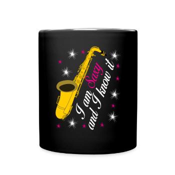Saxophon Spruch Saxy Jazz Saxophone - Tasse einfarbig - Schwarz - Vorne