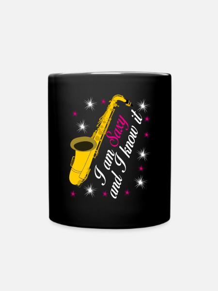 Saxophone Saying Saxy Jazz Saxophone - Full Colour Mug - black