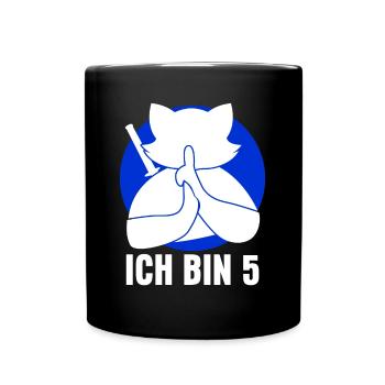 Ninja Katze Fünf Jahre zum 5. Geburtstag - Tasse einfarbig - Schwarz - Vorne