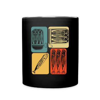Sardine Hering Retro Sardinen Heringe - Tasse einfarbig - Schwarz - Vorne