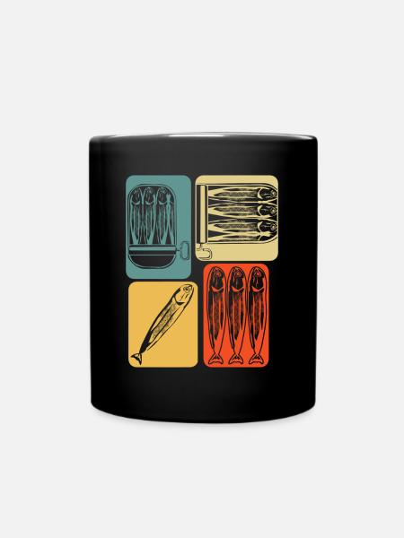 Sardine Hering Retro Sardinen Heringe - Tasse einfarbig - Schwarz