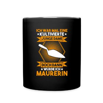 Maurer Maurermeister Mauerwerk Bricklayer Mason - Tasse einfarbig - Schwarz - Vorne