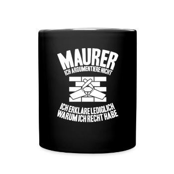Maurer Maurermeister Mauerwerk Bricklayer Mason - Tasse einfarbig - Schwarz - Vorne