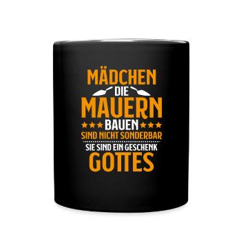Maurer Maurermeister Mauerwerk Bricklayer Mason - Tasse einfarbig - Schwarz - Vorne
