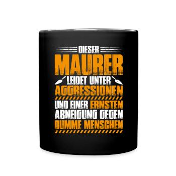 Maurer Maurermeister Mauerwerk Bricklayer Mason - Tasse einfarbig - Schwarz - Vorne