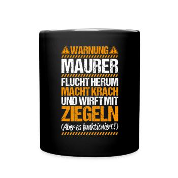 Maurer Maurermeister Mauerwerk Bricklayer Mason - Tasse einfarbig - Schwarz - Vorne