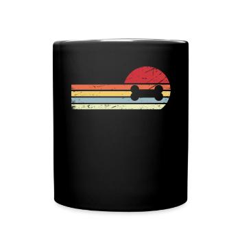 Sonne und Retro-Linien - Hundeknochen - - Tasse einfarbig - Schwarz - Vorne