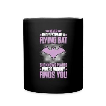 Fledermaus Fledermäuse Bat Bats Fledertier - Tasse einfarbig - Schwarz - Vorne