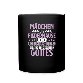 Fledermaus Fledermäuse Bat Bats Fledertier - Tasse einfarbig - Schwarz - Vorne