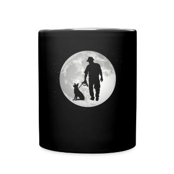 Vollmond - Mann mit Hund - - Tasse einfarbig - Schwarz - Vorne