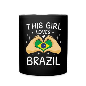 Brasilien Flagge Brasilianische Fahne Südamerika - Tasse einfarbig - Schwarz - Vorne
