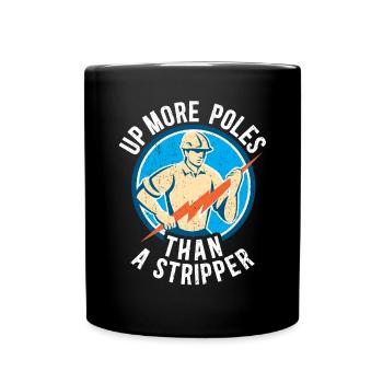 Power Lineman Power Line Electrician - Full Colour Mug - black - Front