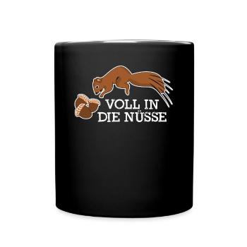 Eichhörnchen Nüsse Squirrel - Tasse einfarbig - Schwarz - Vorne