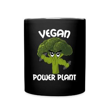 Vegan Brokkoli Bodybuilding Veganer - Tasse einfarbig - Schwarz - Vorne
