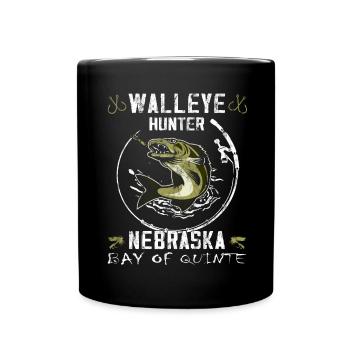 Nebraska Fishing - Zander Hunter - Full Colour Mug - black - Front