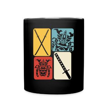Katana Retro Ninjaschwert Samuraischwert - Tasse einfarbig - Schwarz - Vorne