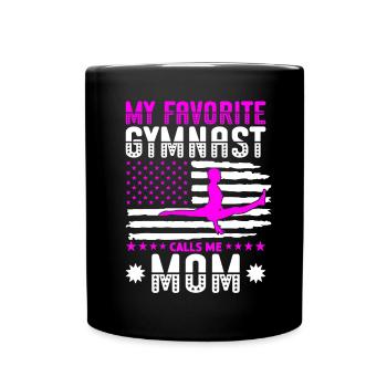 My favorite gymnast calls me Mama Gymnastics - Full Colour Mug - black - Front
