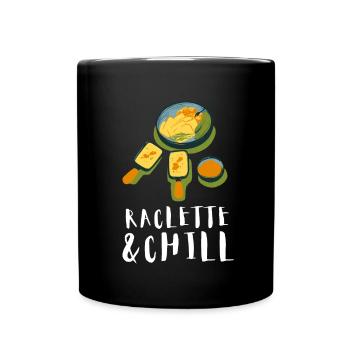Swiss Cheese Fondue Raclette - Full Colour Mug - black - Front
