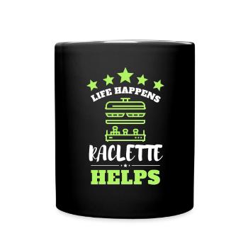 Swiss Cheese Fondue Raclette - Full Colour Mug - black - Front