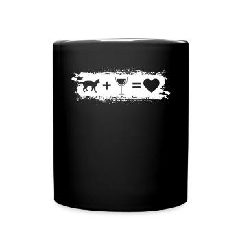 Grunge Rectangle - Herz - Wein - Katze - - Tasse einfarbig - Schwarz - Vorne