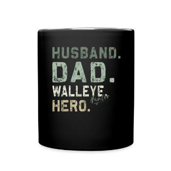 Pêche au Walley - Papa chasseur de doré jaune - Mug uni - noir - Devant