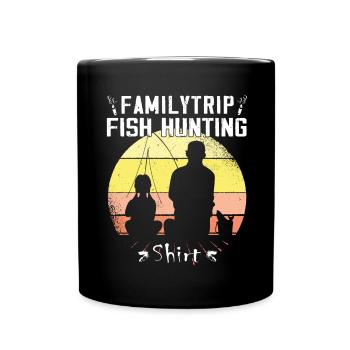 FamilyTrip -Fischjagd - Zanderjäger - Tasse einfarbig - Schwarz - Vorne