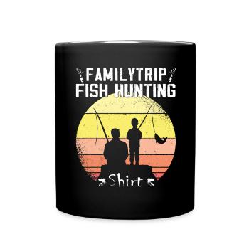 FamilyTrip -Fischjagd - Zanderjäger - Tasse einfarbig - Schwarz - Vorne