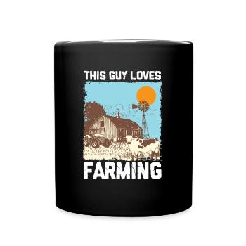This Guy Loves Farming I Funny Farmer - Full Colour Mug - black - Front