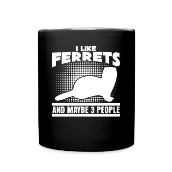 Frettchen lustiger Spruch - Tasse einfarbig - Schwarz - Vorne