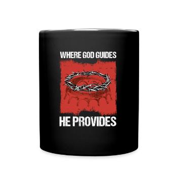 Where God Guides He Provides I Jesus Bible Verse - Full Colour Mug - black - Front