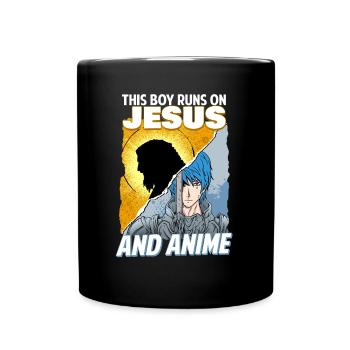 This Boy Runs On Jesus And Anime I Kawaii Otaku - Tasse einfarbig - Schwarz - Vorne